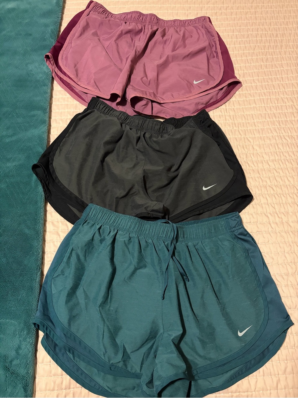 Nike Women’s 3-Pack Running Shorts — Pink, Black, Teal